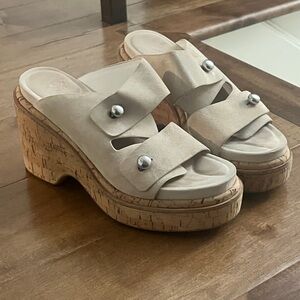 Rag & Bone Cream Wedge Mules
